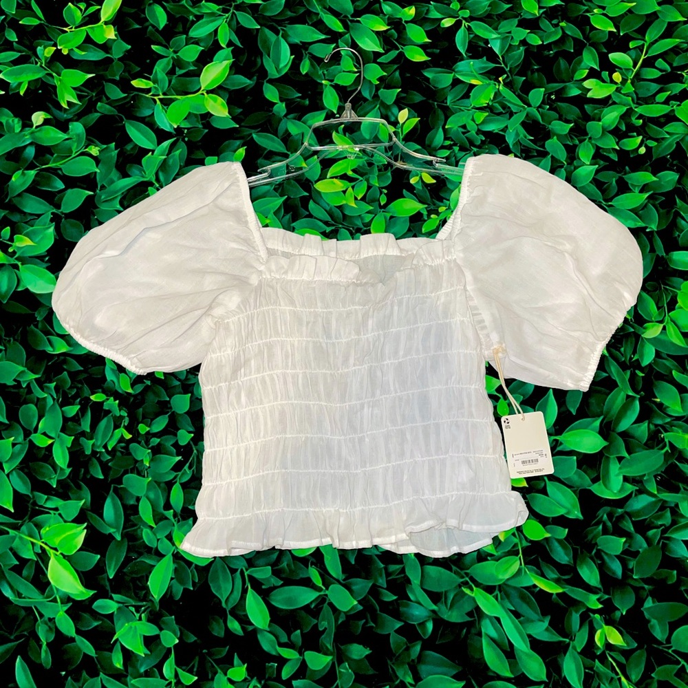 Off the shoulder white shirt